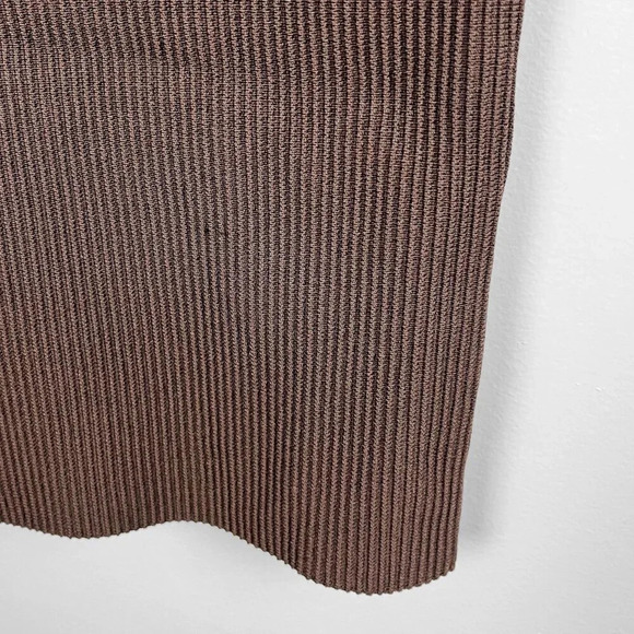 Aritzia Babaton Womens XS Sculpt Knit Ribbed Deep  V Neck Mini Dress Dark Brown - Picture 4 of 5